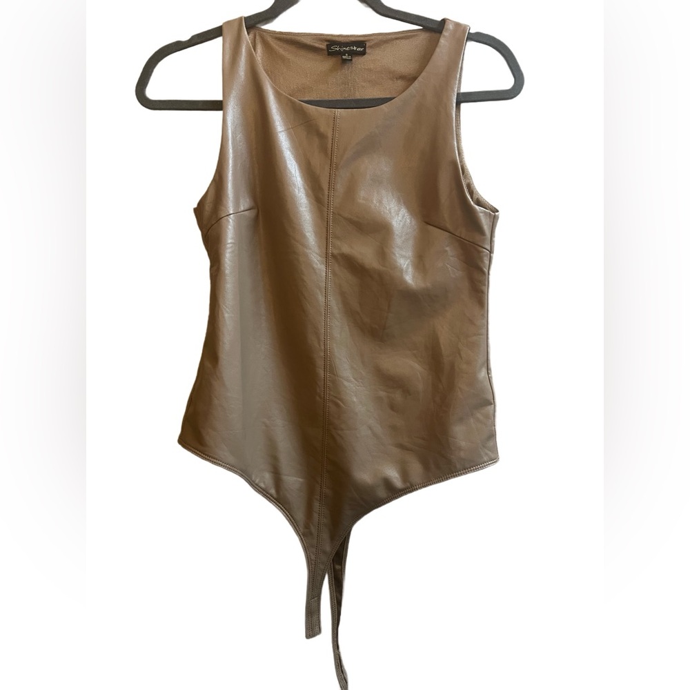 Shinestar Faux Leather Bodysuit